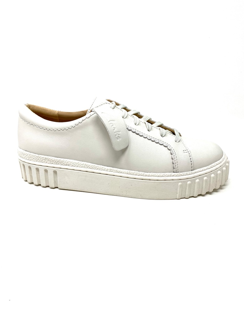 Clarks Mayhill Walk Off White Leather Lace Up Sneaker NIB Wide Width 26177817